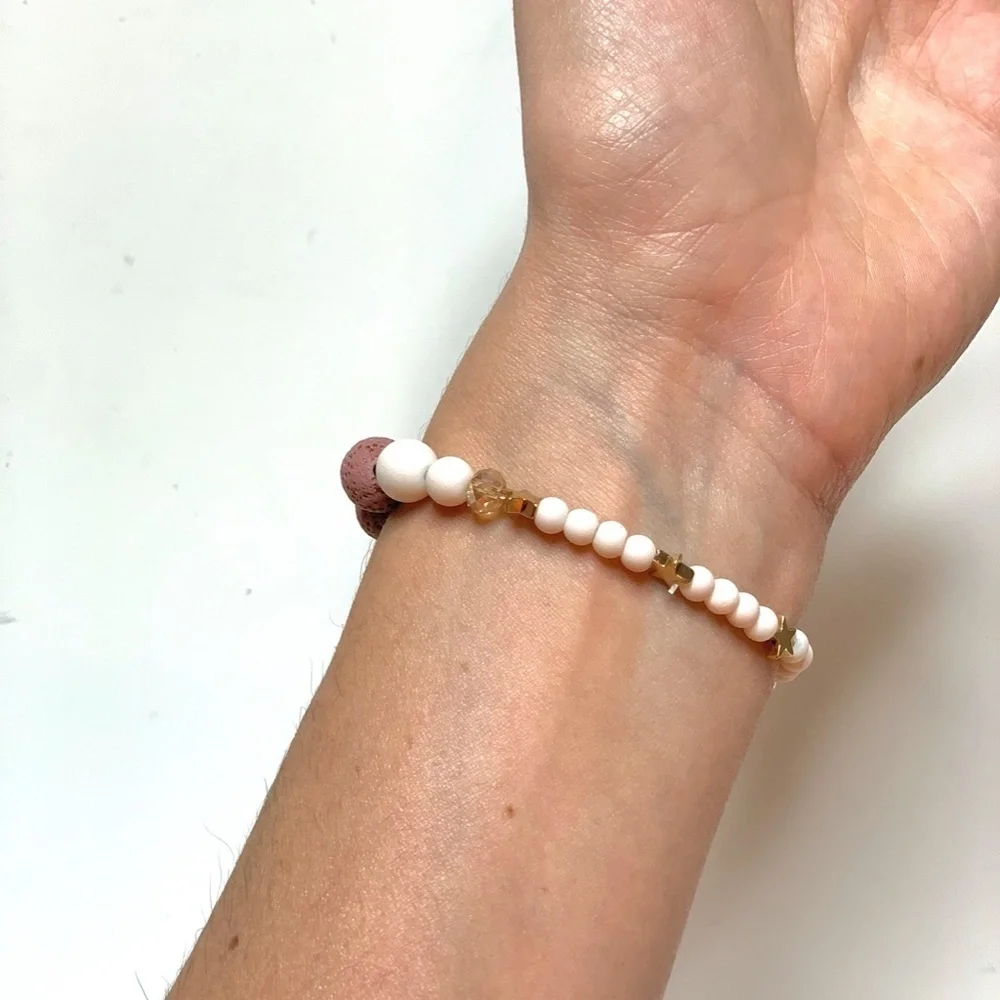 Diffuser Bracelet STRETCH Dusty Rose‎ Lava Stone